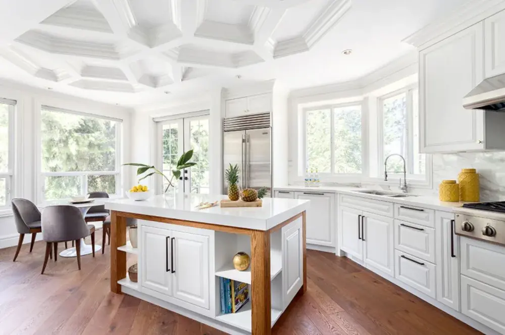 For Blog Only - Karin Bohn, House of Bohn - Honeycomb Coffered Ceiling Kitchen Angle