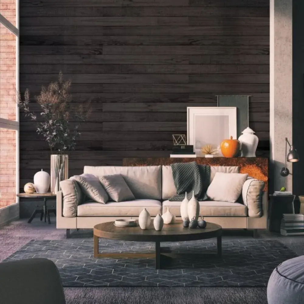 Metrie Complete - Rustic Shiplap - Charcoal - Living Room
