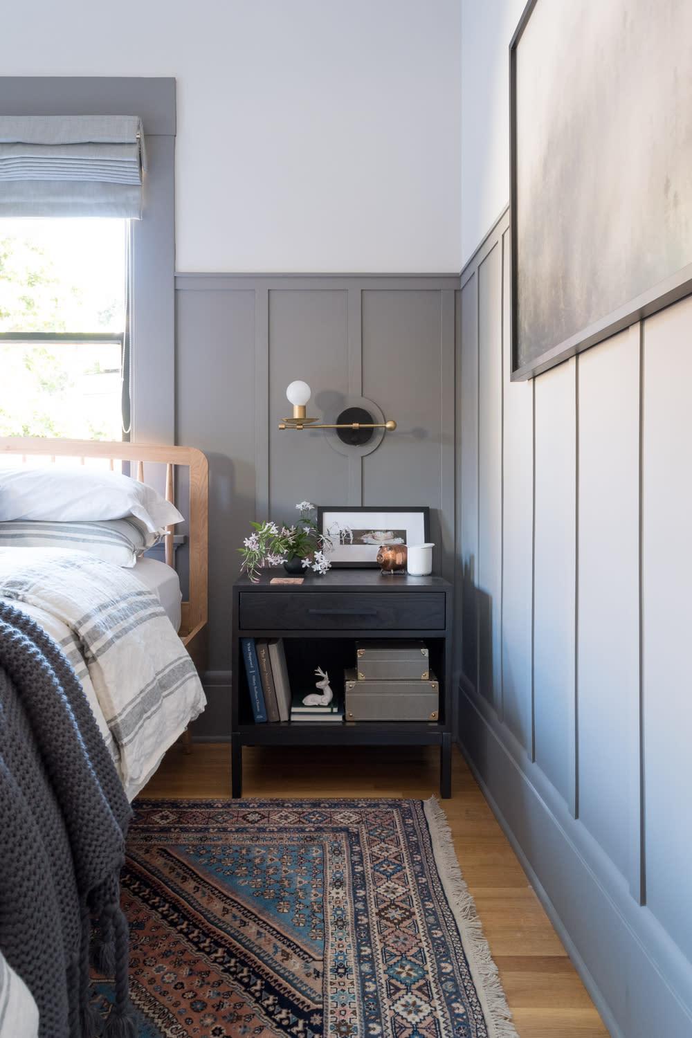 For Blog Only - The Gold Hive - Gray Wainscot Bedroom - Side Table