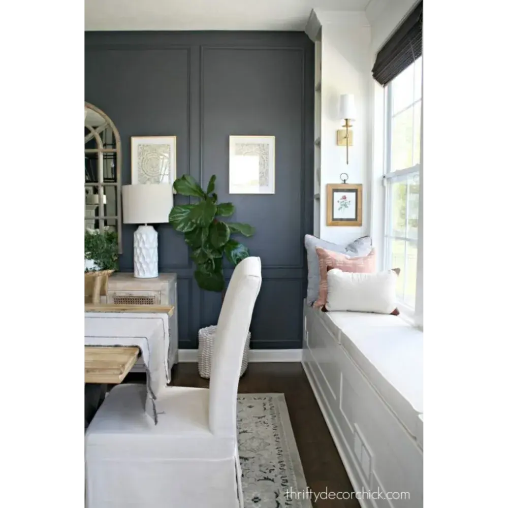 For Blog Only - Sarah of Thrifty Decor Chick - Narrow Black Panel Moulding Accent Wall
