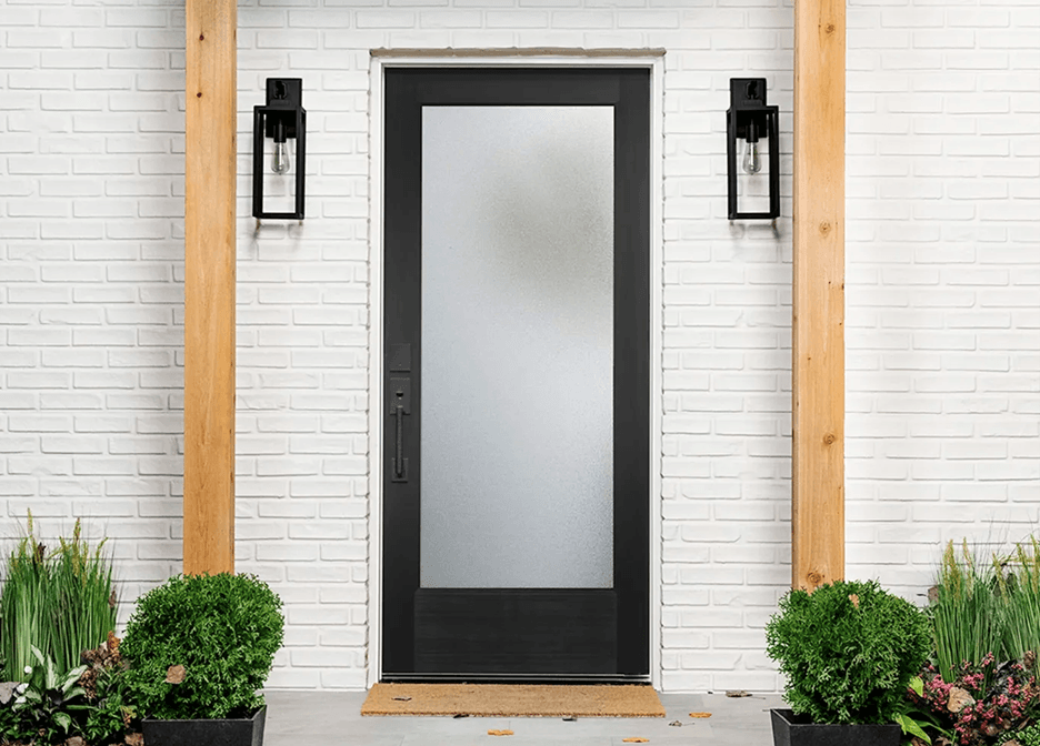 one panel glass exterior door black