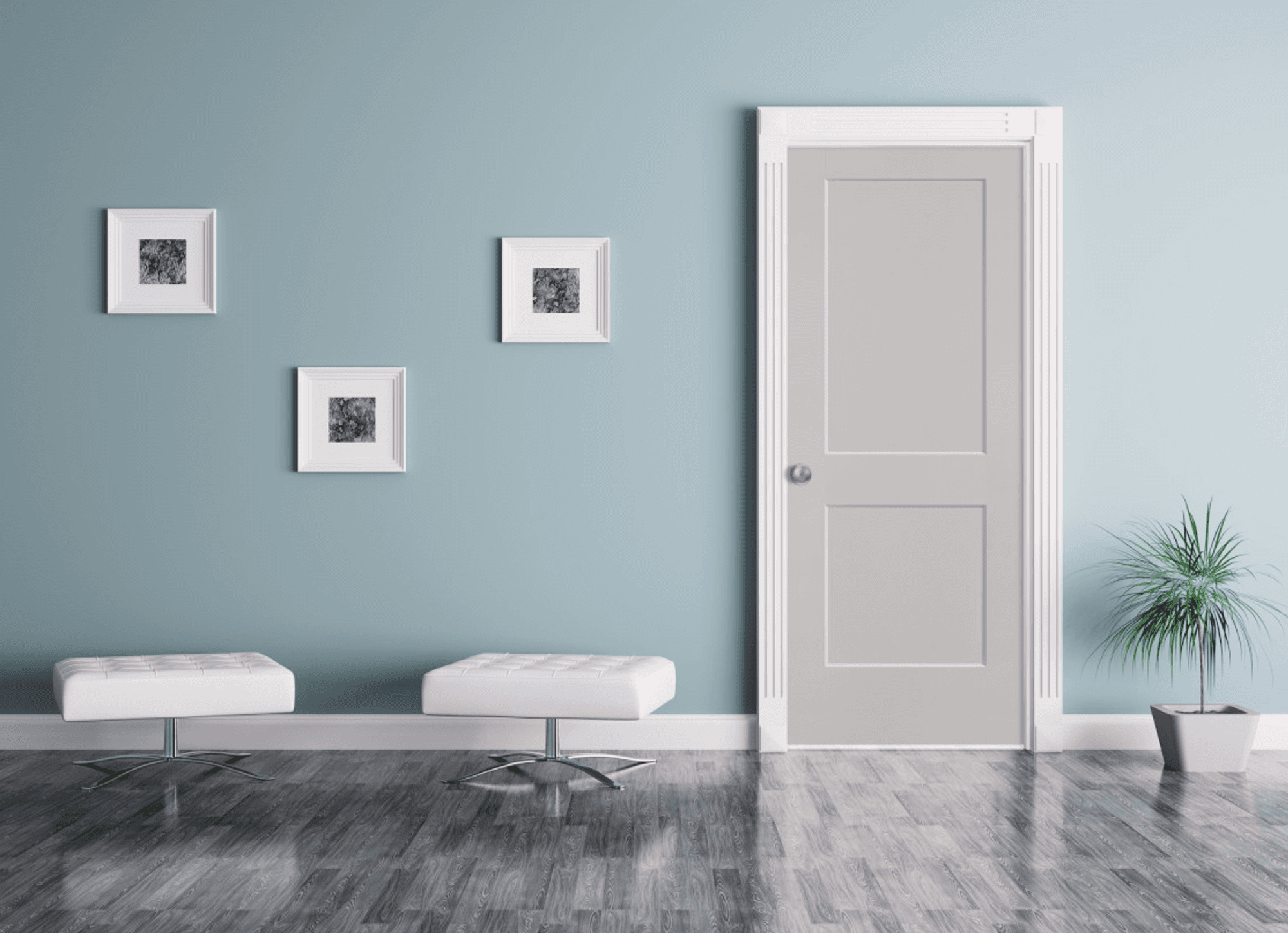 Masonite - Logan - Gray Door in Blue Room