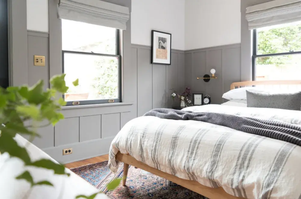 For Blog Only - The Gold Hive - Gray Wainscot Bedroom - Cropped