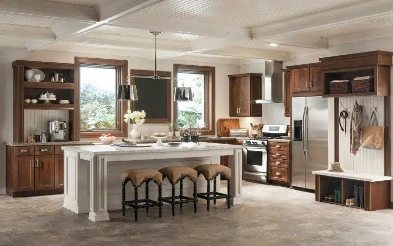 Wood Kitchen with Coffered Ceiling - After