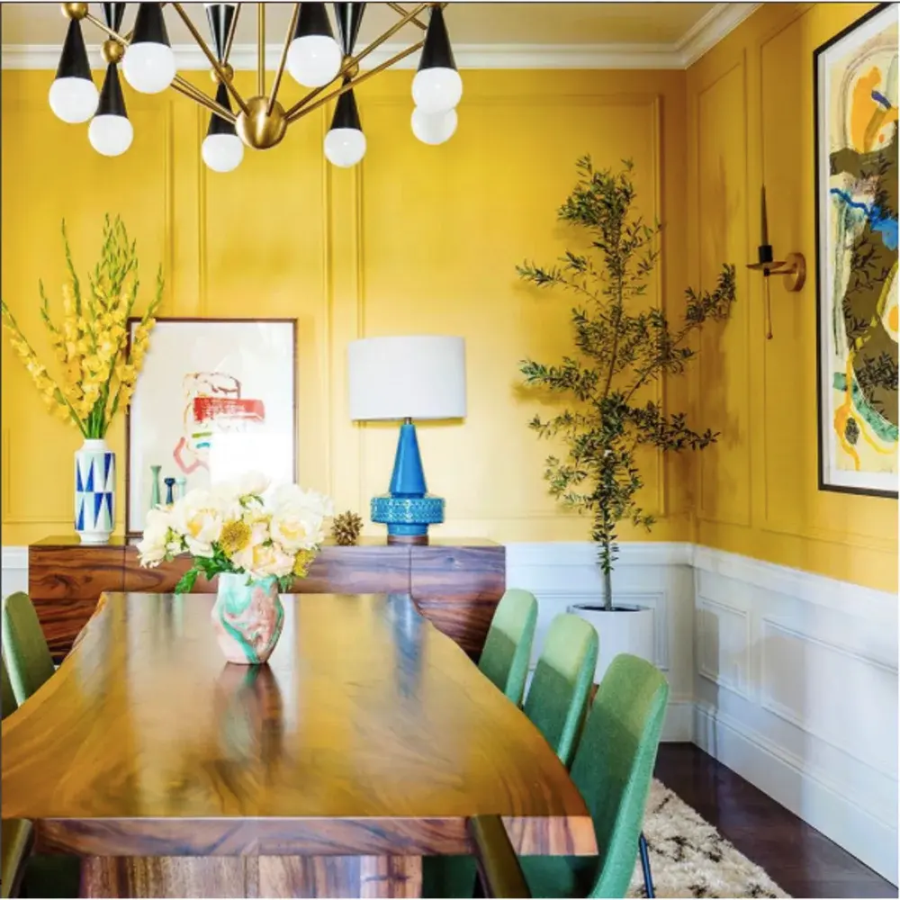 For Blog Only - Dabito - Yellow and White Chair Rail Dining Room