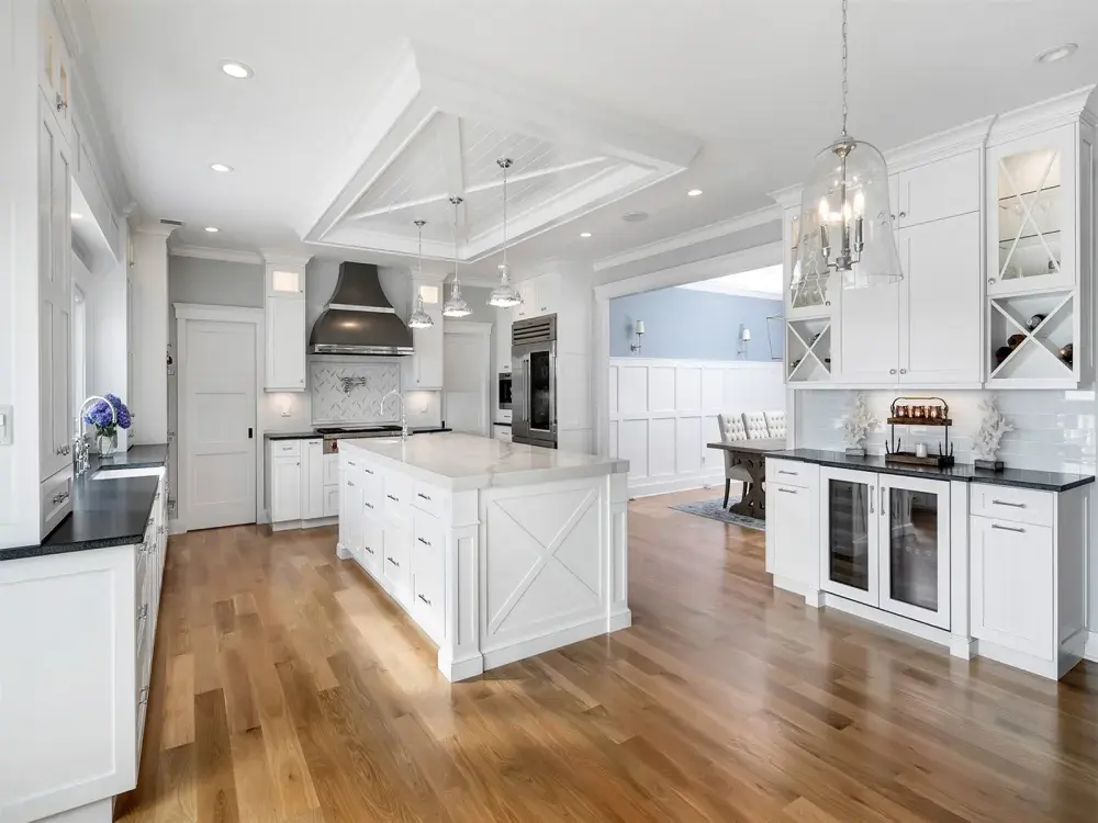 For Blog Only - Design Line Kitchens - White Shiplap Ceiling Trimmed Kitchen